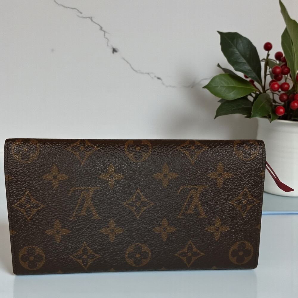 Authentic Louis Vuitton Emilie Logo Canvas Pink Leather Wallet & Gold Chain COA - Picture 3 of 14